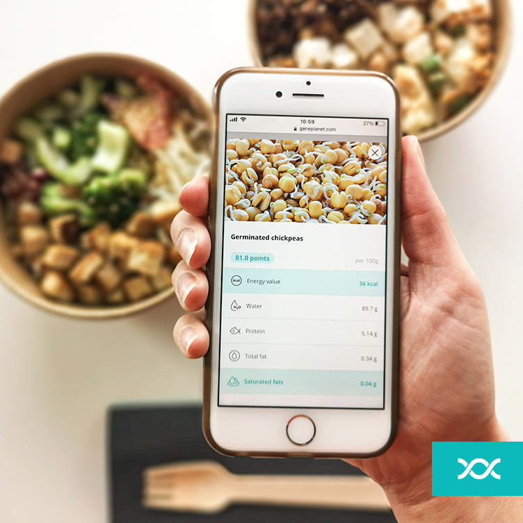 Checking chickpeas nutrition on GenePlanet mobile app